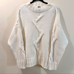 Moon & Madison Oversized Cream Sweater with ZigZag Detailing - Size M (EUC)